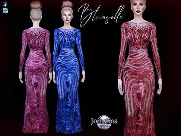 Sims 4 Bluaselle dress by jomsims at TSR