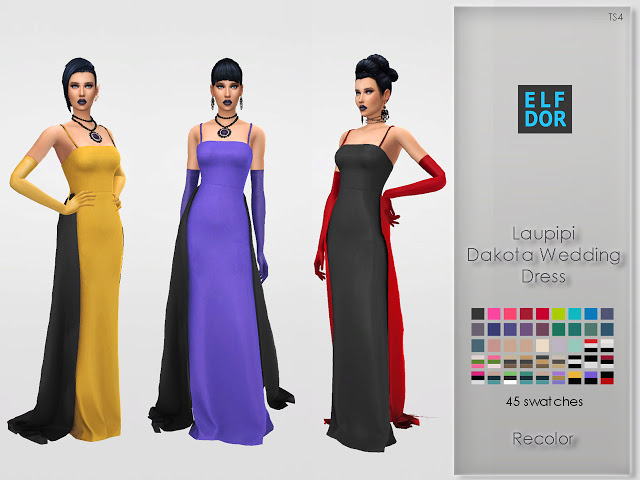 Sims 4 Laupipi Dakota Wedding Dress Recolor at Elfdor Sims