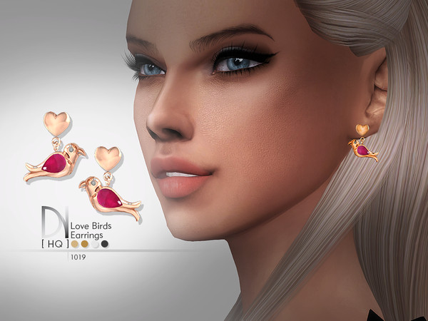 Sims 4 Love Birds Earrings by DarkNighTt at TSR