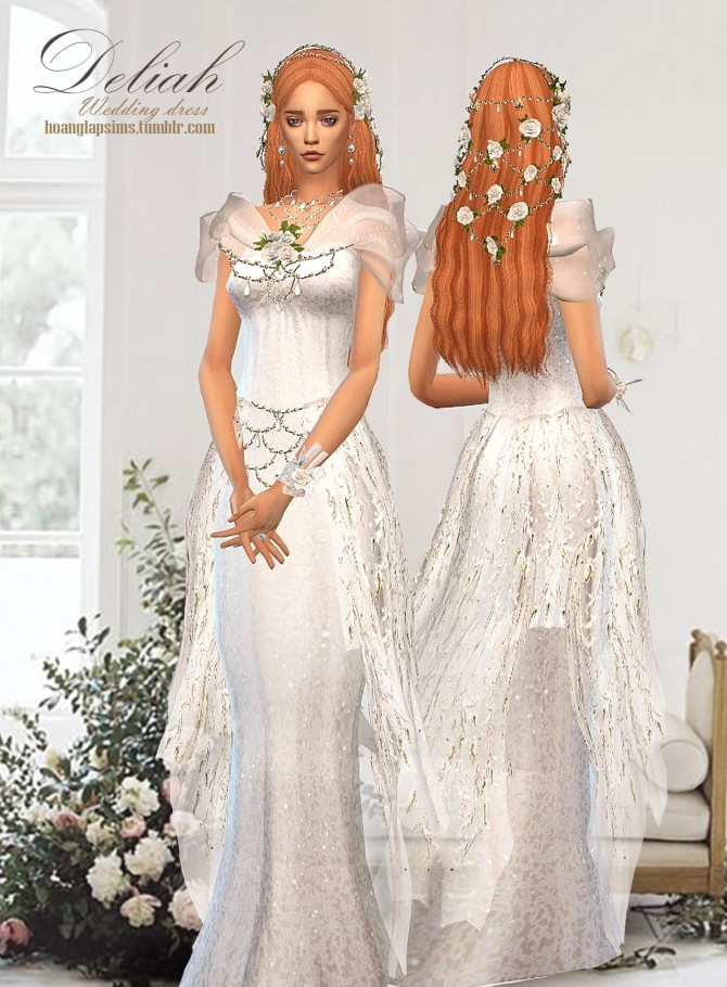 Sims 4 Deliah Wedding Dress at HoangLap’s Sims