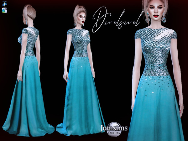 Sims 4 Dwelswel dress by jomsims at TSR
