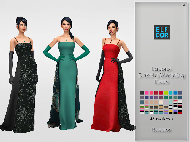 Sims 4 Laupipi Dakota Wedding Dress Recolor at Elfdor Sims