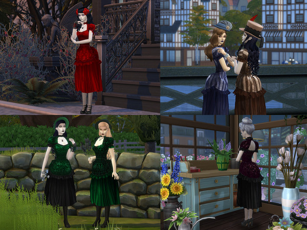 Sims 4 Neo victorian striped dress by Sandrini Feierabend at TSR