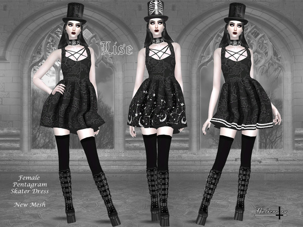 Sims 4 LISE Pentagram Dress by Helsoseira at TSR