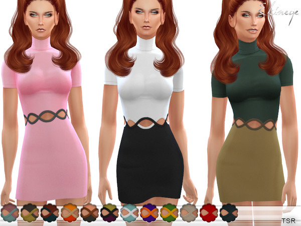 Sims 4 Cut Out Waist Mini Dress by ekinege at TSR
