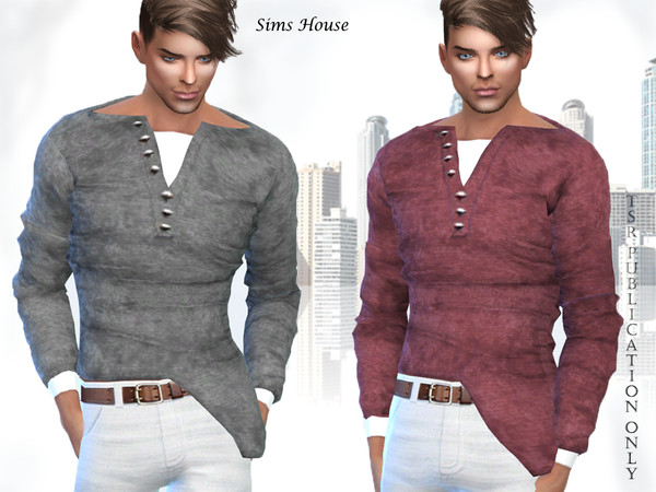 Men's T-shirt asymmetric with a long sleeve by Sims House at TSR » Sims ...