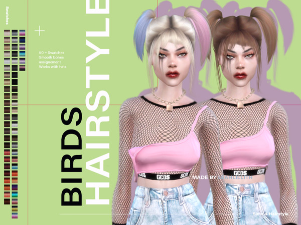 Sims 4 Birds Hair by Leah Lillith at TSR