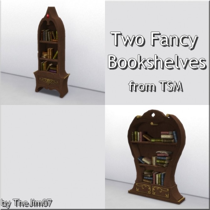 Sims 4 Two Fancy Bookshelves by TheJim07 at Mod The Sims