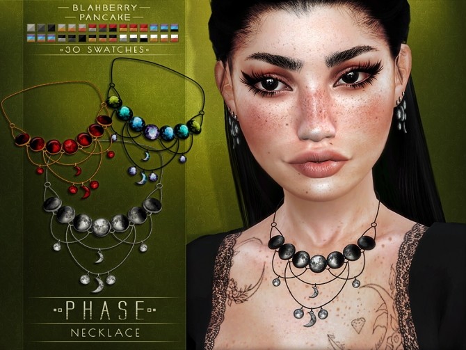 Sims 4 Phase earrings and necklace at Blahberry Pancake