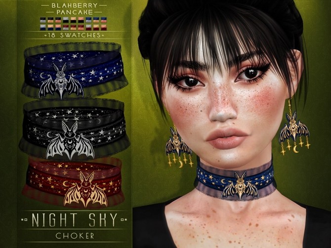 Sims 4 Night sky choker and earrings at Blahberry Pancake