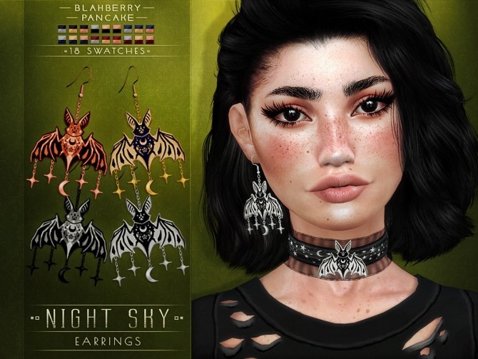 Sims 4 Night sky choker and earrings at Blahberry Pancake