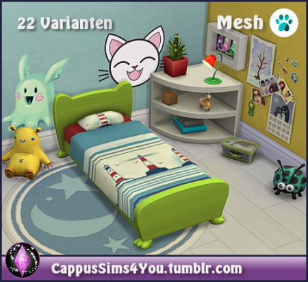 Bed frame Mr. Wuff & Mrs. Miau Toddler at CappusSims4You