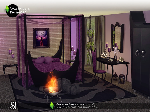 Sims 4 Wampyrica gothic style bedroom by SIMcredible at TSR