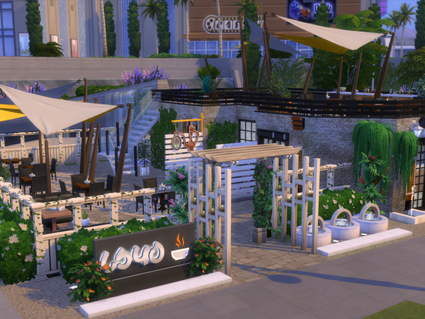 Sims 4 Parasols in the City restaurant by KaTPurpura at TSR