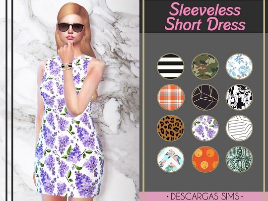 Sims 4 Sleeveless Short Dress at Descargas Sims
