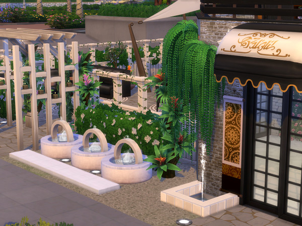 Sims 4 Parasols in the City restaurant by KaTPurpura at TSR