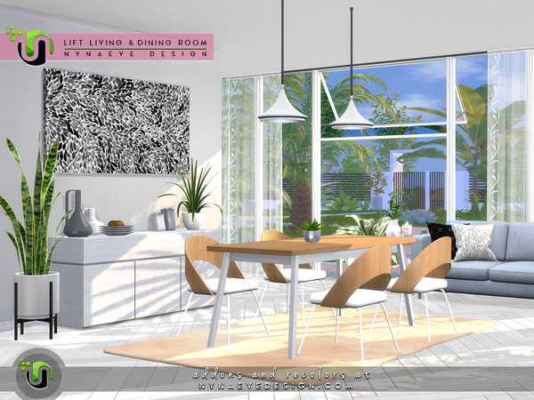 Sims 4 Lift Dining and Living Room by NynaeveDesign at TSR