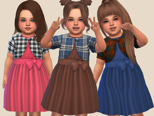 Sims 4 Melinda Autumn Toddler Dress by Pinkzombiecupcakes at TSR