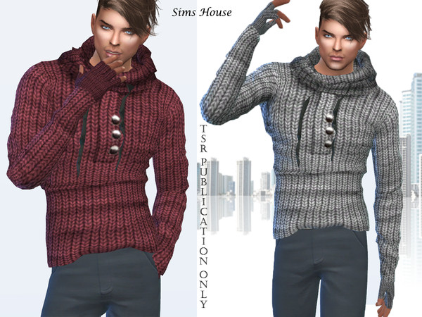 Sims 4 Mens knitted sweater by Sims House at TSR