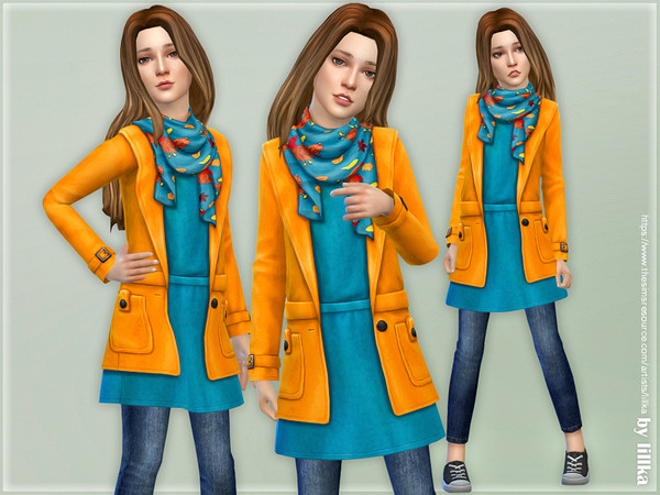 Sims 4 Fall Outfit for Girls 05 by lillka at TSR