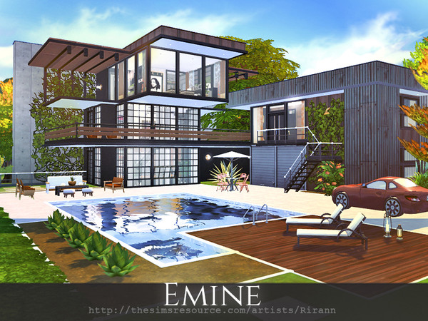 Sims 4 Emine contemporary house by Rirann at TSR