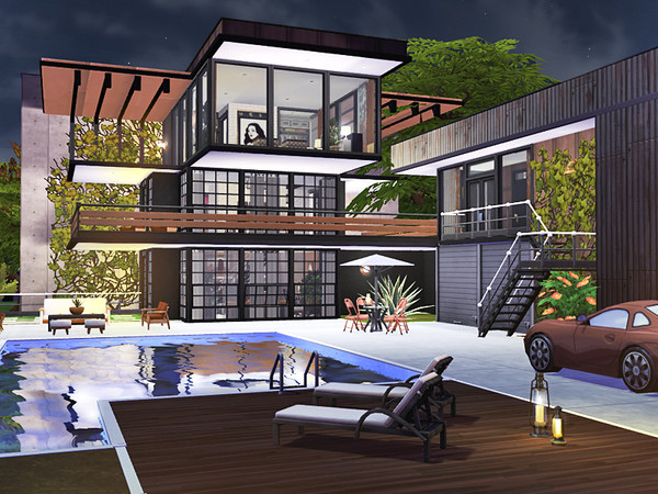 Sims 4 Emine contemporary house by Rirann at TSR