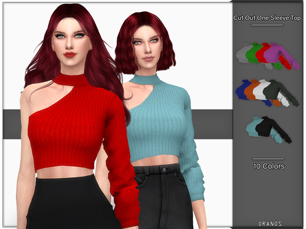 Sims 4 Cut Out One Sleeve Top by OranosTR at TSR