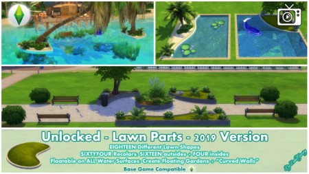 Unlocked Lawn Parts 2019 version by Bakie at Mod The Sims