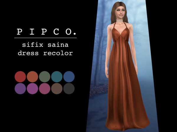 Sims 4 Sifix saina dress recolor by Pipco at TSR