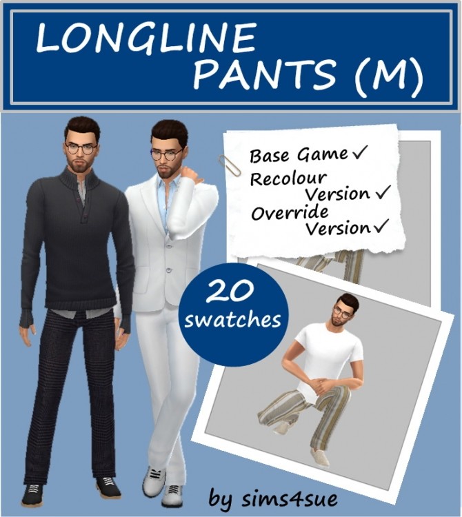 Sims 4 BG LONGLINE PANTS (M) at Sims4Sue