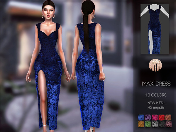 Sims 4 Maxi Dress BD122 by busra tr at TSR