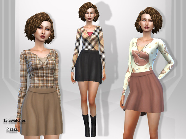 Sims 4 Autumn Dress by pizazz at TSR