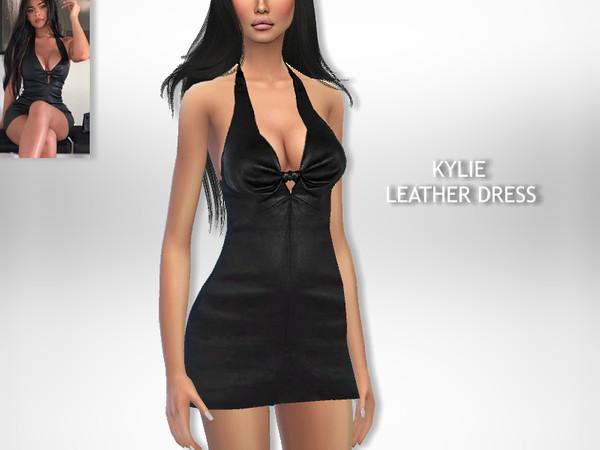 Sims 4 Kylie Leather Dress by Puresim at TSR