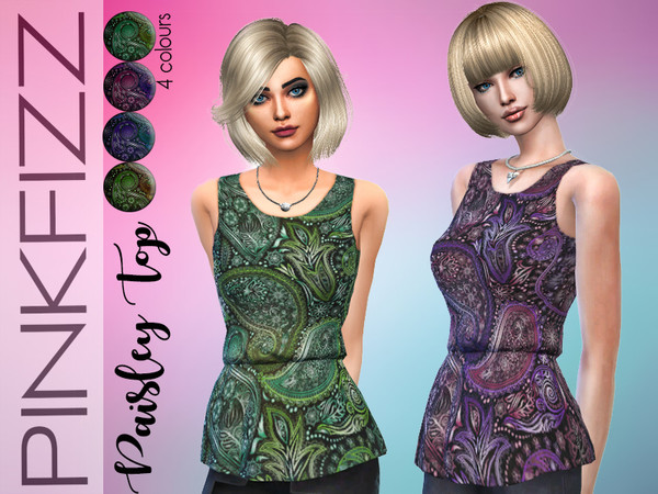 Sims 4 Paisley Top by Pinkfizzzzz at TSR