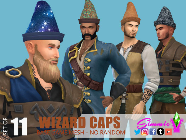 Sims 4 Wizard Caps by SimmieV at TSR