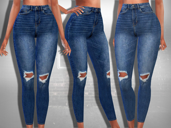 Sims 4 Ripped Style Skinny Fit Jeans by Saliwa at TSR
