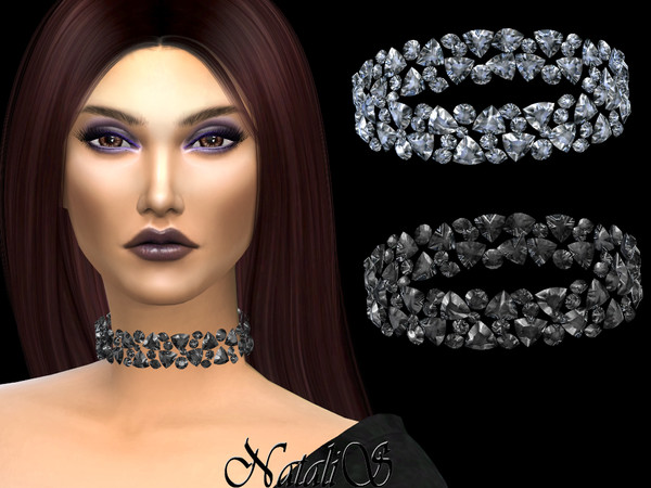Sims 4 Mixed shape crystals choker by NataliS at TSR
