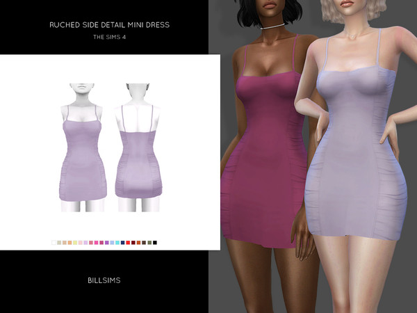 Sims 4 Ruched Side Detail Mini Dress by Bill Sims at TSR