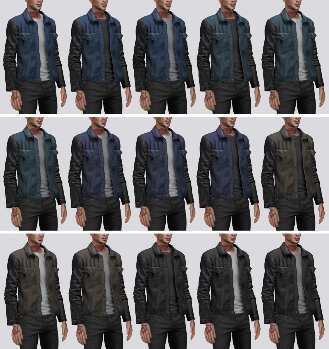 Sims 4 Denim Jacket with Leather Sleeves (P) at Darte77