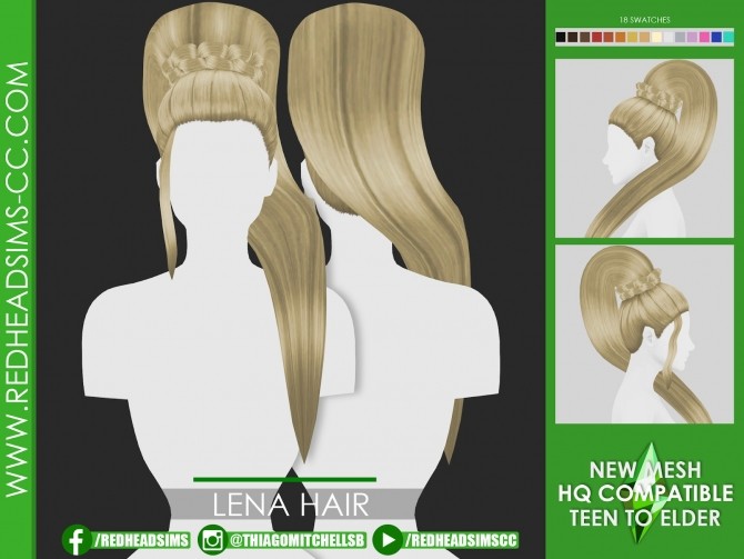 Sims 4 LENA HAIR by Thiago Mitchell at REDHEADSIMS