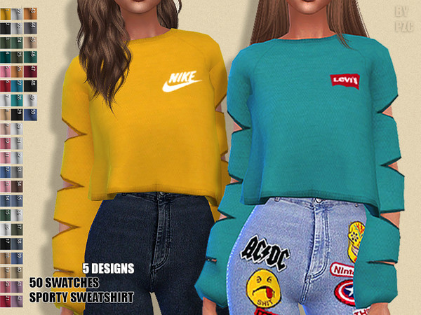 Sims 4 Sporty Sweatshirt by Pinkzombiecupcakes at TSR