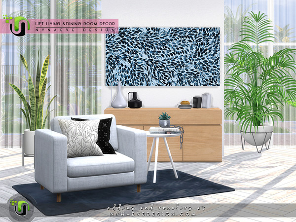 Sims 4 Lift Dining and Living Room Decor by NynaeveDesign at TSR
