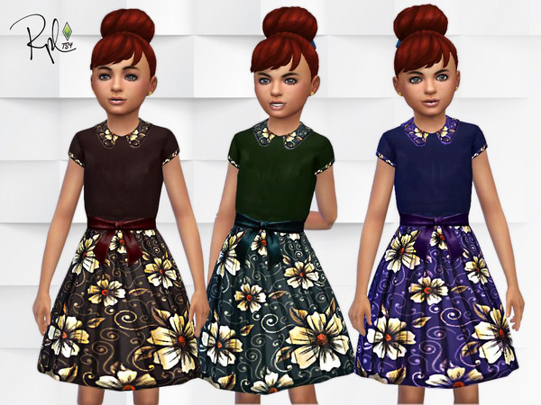 Sims 4 Vintage Flower Girls dress by RobertaPLobo at TSR