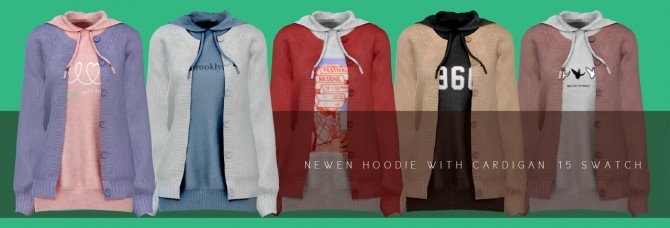 Sims 4 Hoodie With Cardigan, Shirt With Vest, Roll Up Jeans & Denim Skirt at NEWEN