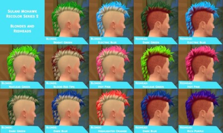 Sulani Mohawk Dip Dye Colors Blonde and Redhead variants by IntrepidVector at Mod The Sims