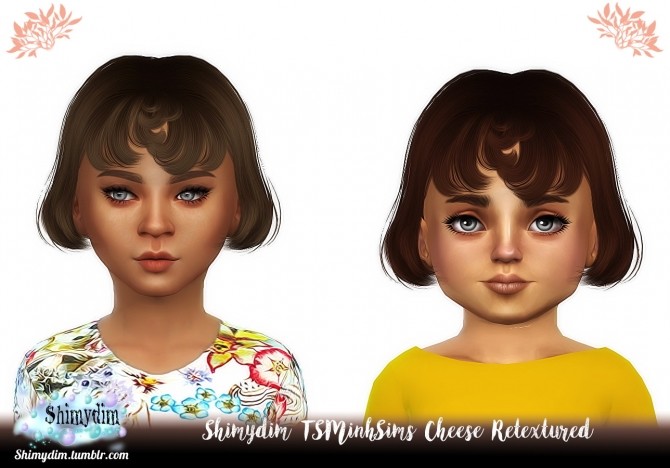 Sims 4 TSMinhSims Cheese Hair Retexture Child & Toddler Naturals + Unnaturals at Shimydim Sims