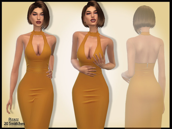Sims 4 Open Back Dress by pizazz at TSR