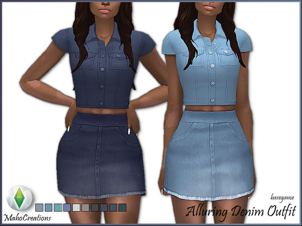 Sims 4 Alluring Denim Outfit by MahoCreations at TSR