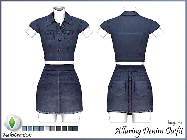 Sims 4 Alluring Denim Outfit by MahoCreations at TSR