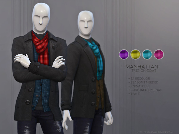 Manhattan trench coat by sugar owl at TSR » Sims 4 Updates